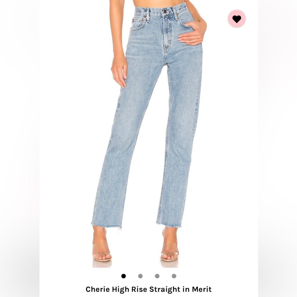 Agolde Cherie High Rise Straight Jeans in Light Blue Denim